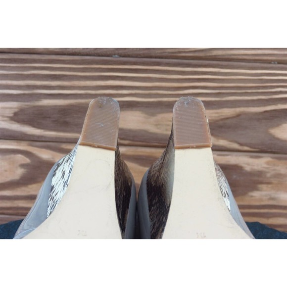 Ann Taylor Sz 7 M Brown Open Toe Wedge Synthetic - Picture 7 of 7